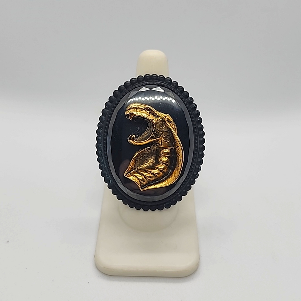 Gasoline Glamour Gold Cobra Snake Head Ring